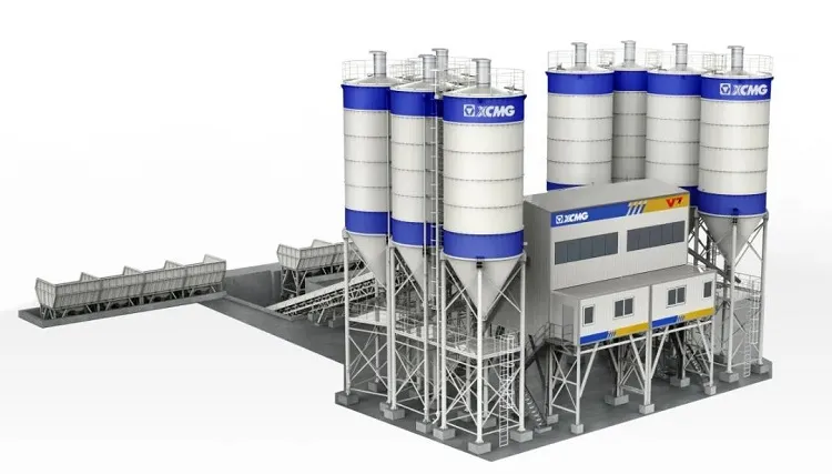 XCMG Official High Efficiency Concrete Batching Mixing Plant 180m3h HZS180V Batching Plant for Sale