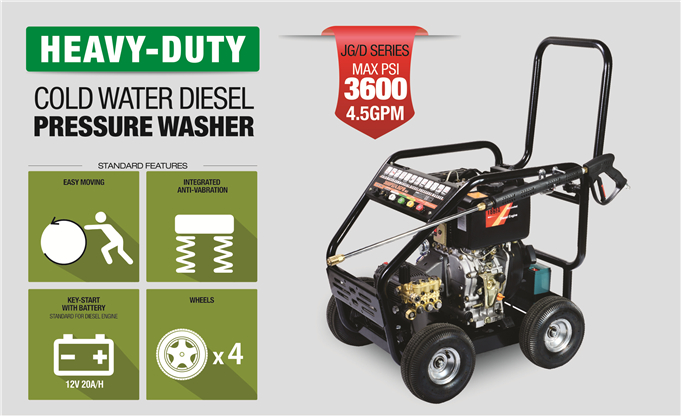 D Series Heavy-Duty Cold Water Diesel Pressure Washer, MACHMALL